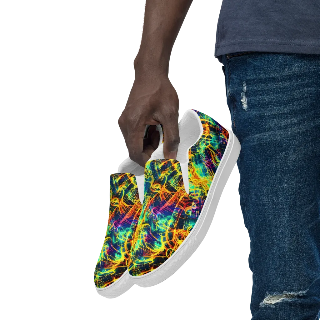 Kapp's Kaleidoscope on Men's Slip-On Canvas Shoes — Left Front