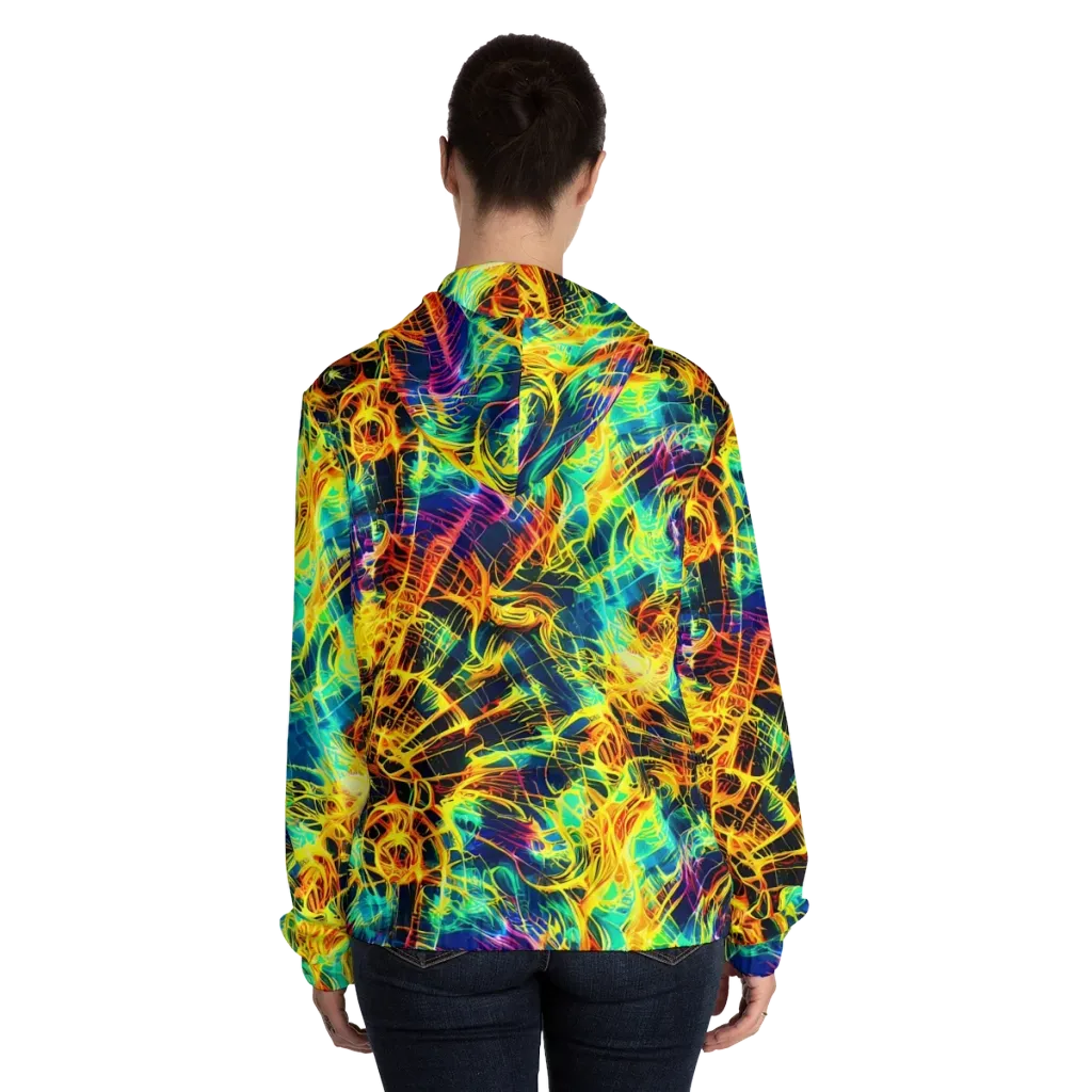 Kapp's Kaleidoscope on Women's Full-Zip Hoodie — Back On Person