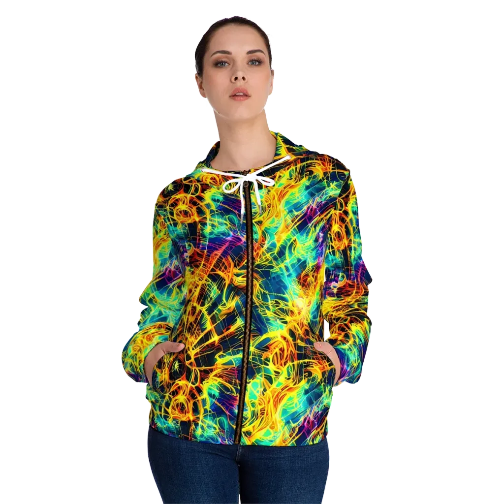 Kapp's Kaleidoscope on Women's Full-Zip Hoodie — Front On Person