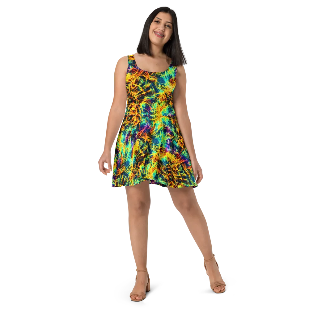 Kapp's Kaleidoscope on Skater Dress — Front
