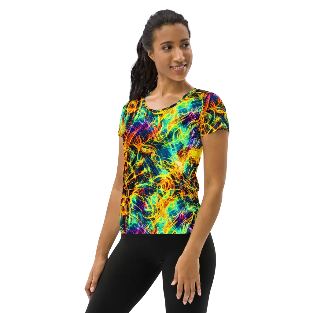 Kapp's Kaleidoscope on Women's Athletic T-Shirt — Left
