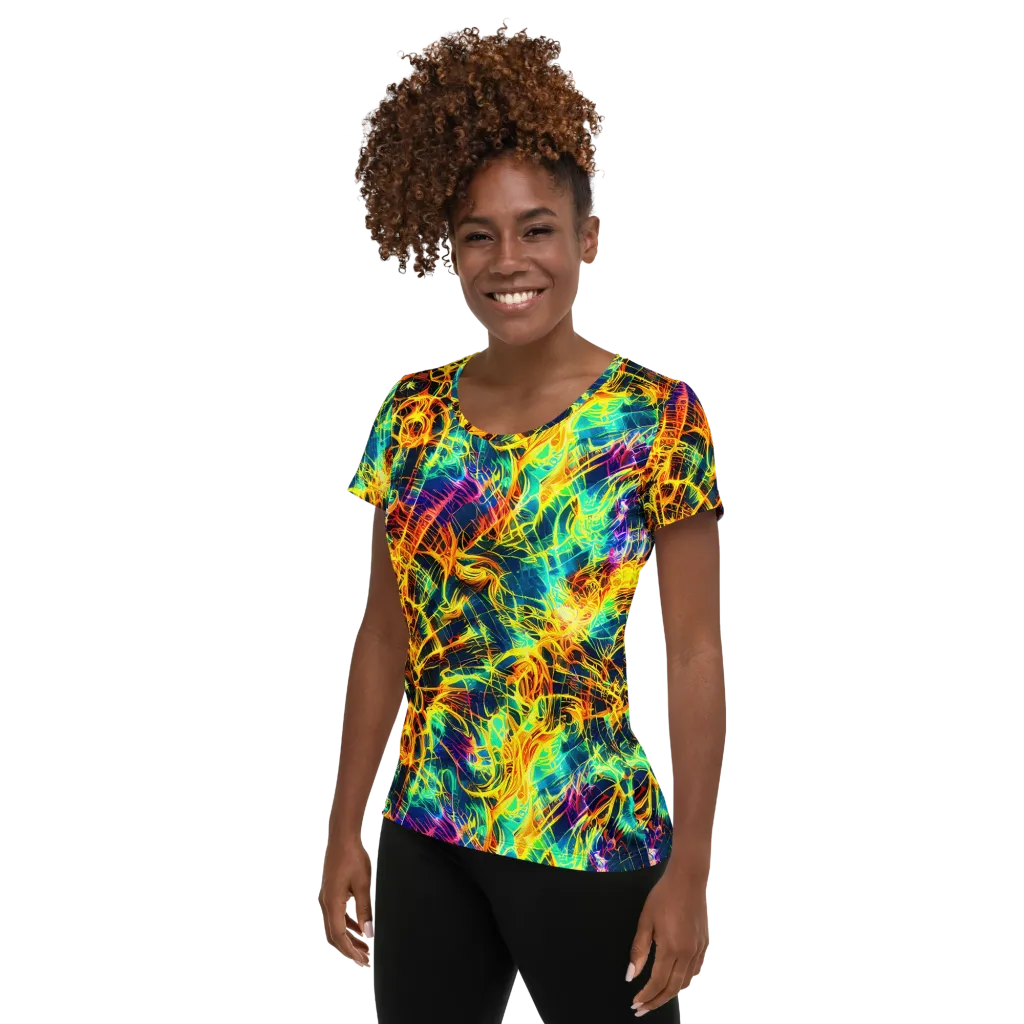 Kapp's Kaleidoscope on Women's Athletic T-Shirt — Left