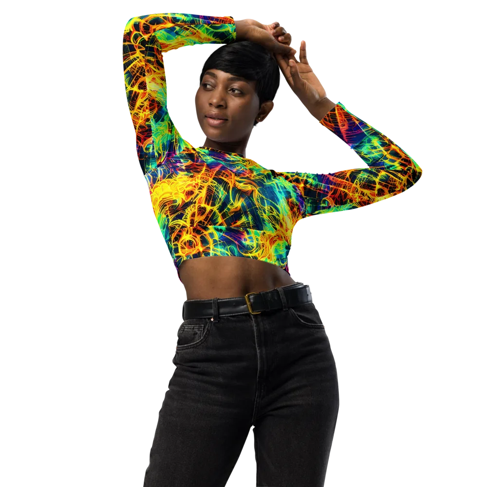 Kapp's Kaleidoscope on Long Sleeve Crop Top — Front