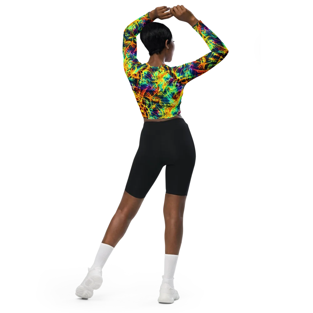 Kapp's Kaleidoscope on Long Sleeve Crop Top — Back