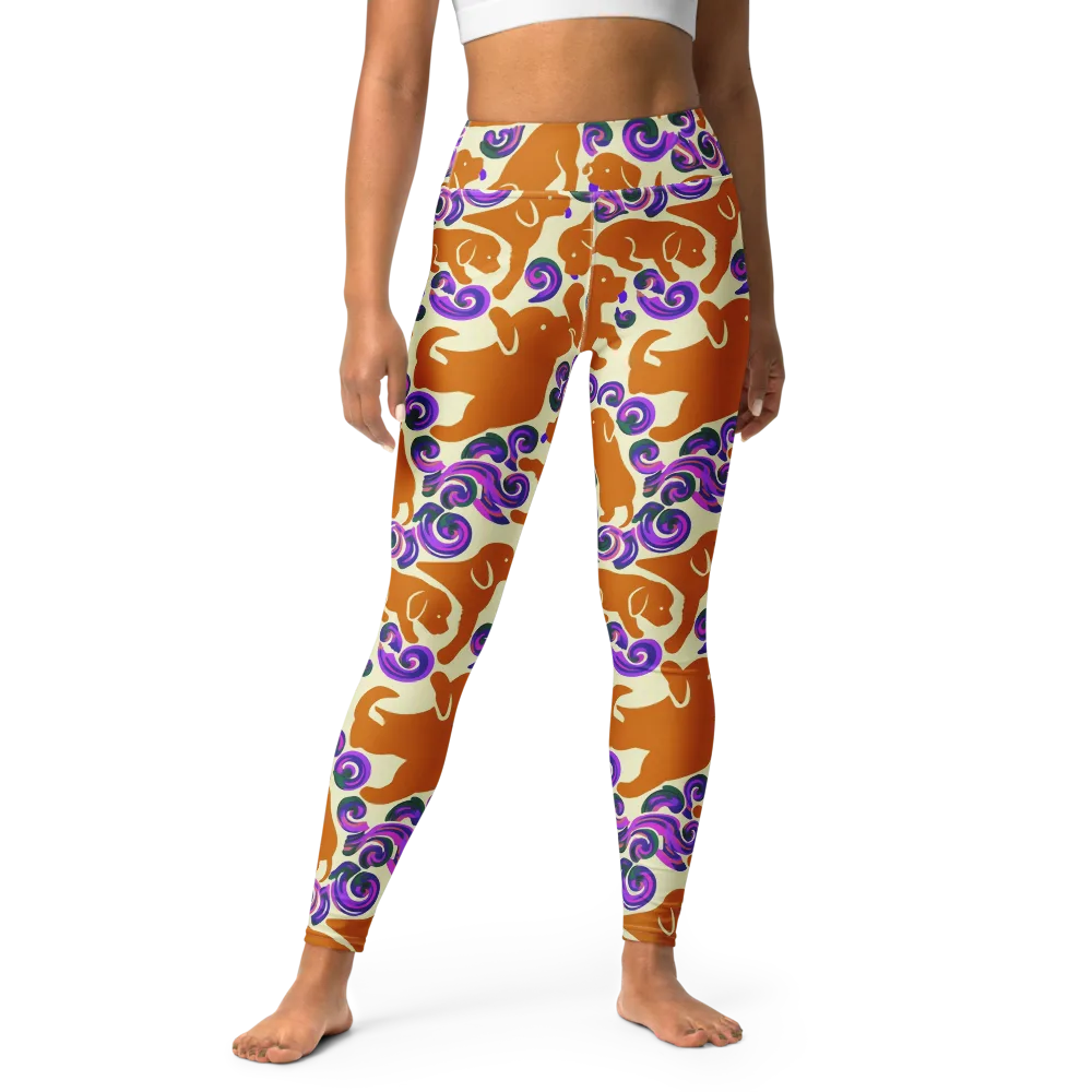 Copper Canine Carnival on Yoga Leggings — Front