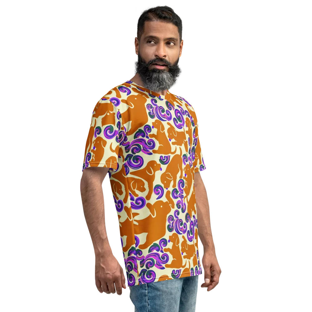 Copper Canine Carnival on Men's Crew Neck T-Shirt — Right