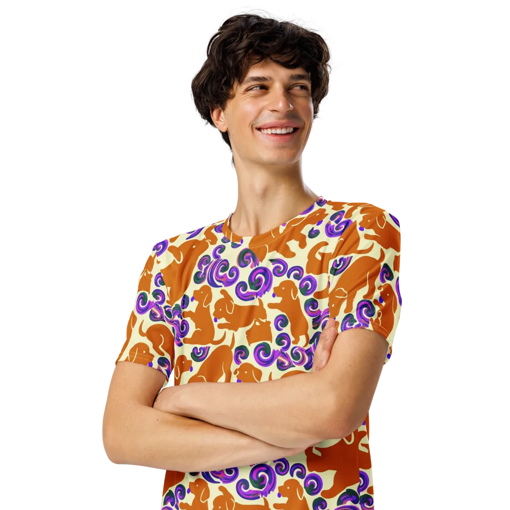 Copper Canine Carnival on Men's Crew Neck T-Shirt — Left Front