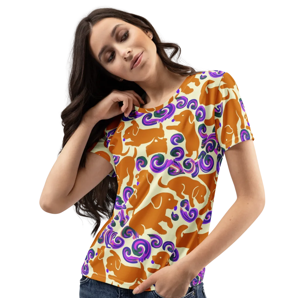 Copper Canine Carnival on Women's Crew Neck T-Shirt — Left Front
