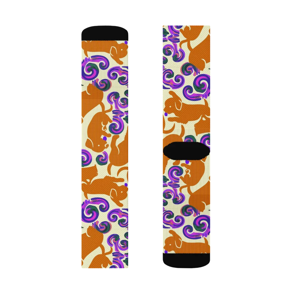 Copper Canine Carnival on Socks — Left Sock