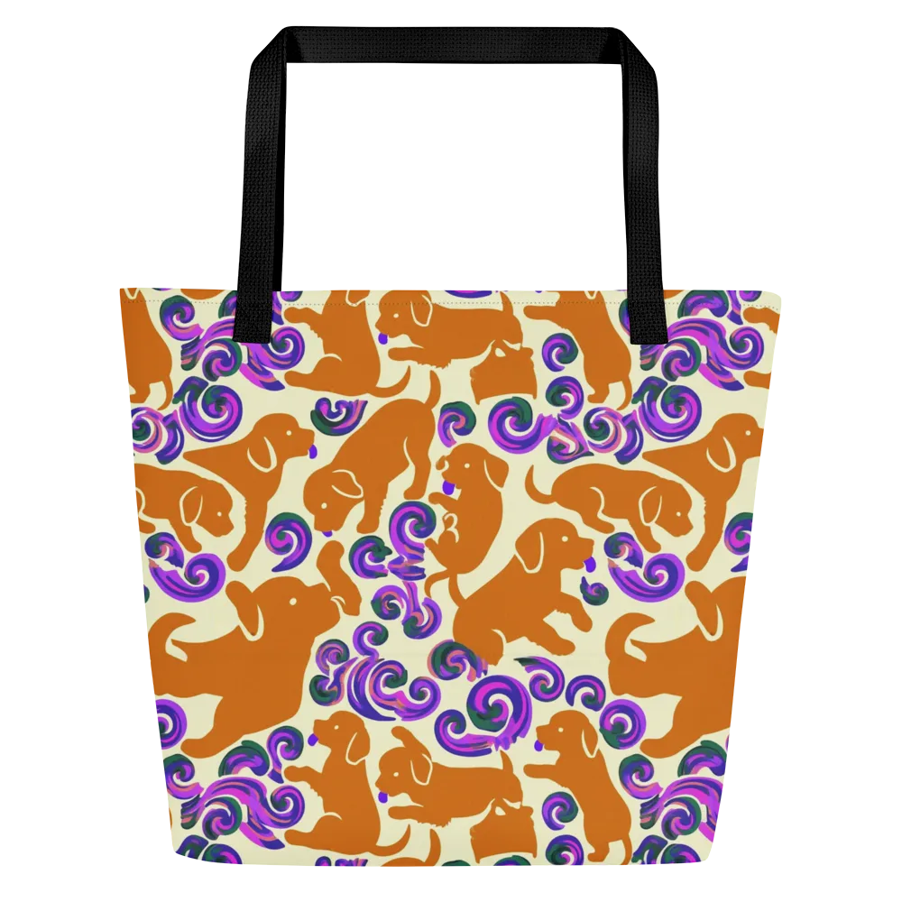Copper Canine Carnival on Large Tote Bag W/ Pocket — Front