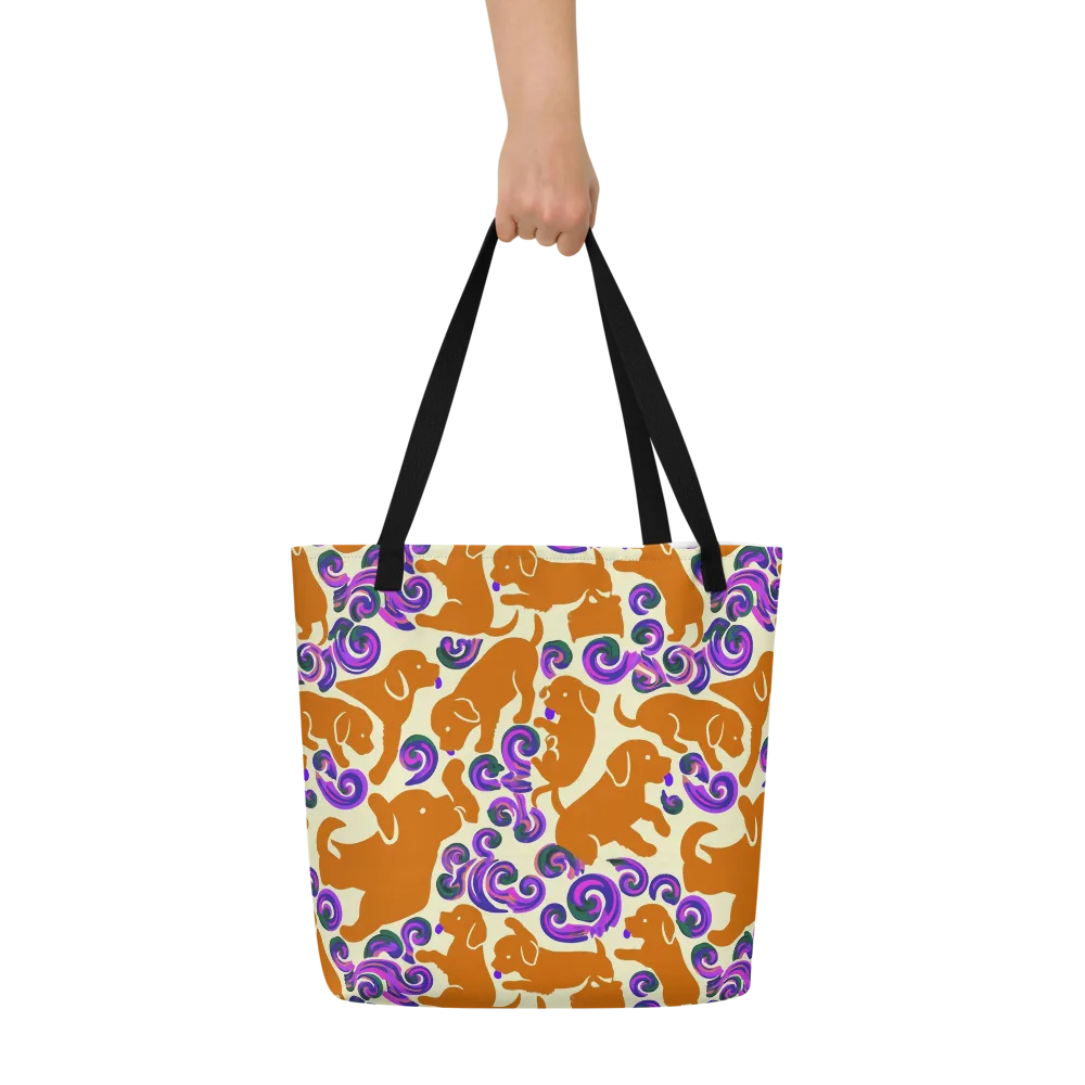 Copper Canine Carnival on Large Tote Bag W/ Pocket — Front