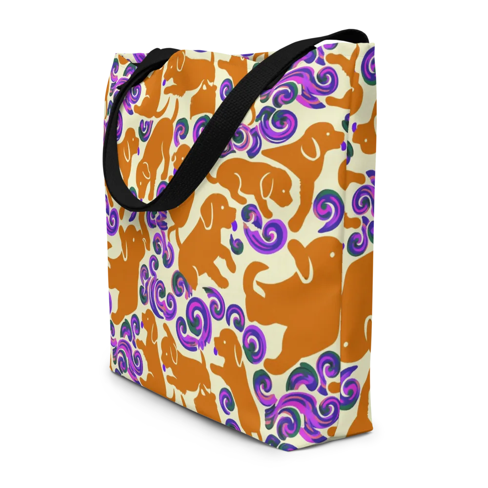 Copper Canine Carnival on Large Tote Bag W/ Pocket — Front