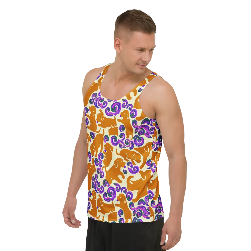 Copper Canine Carnival on Men's Tank Top — Left Front