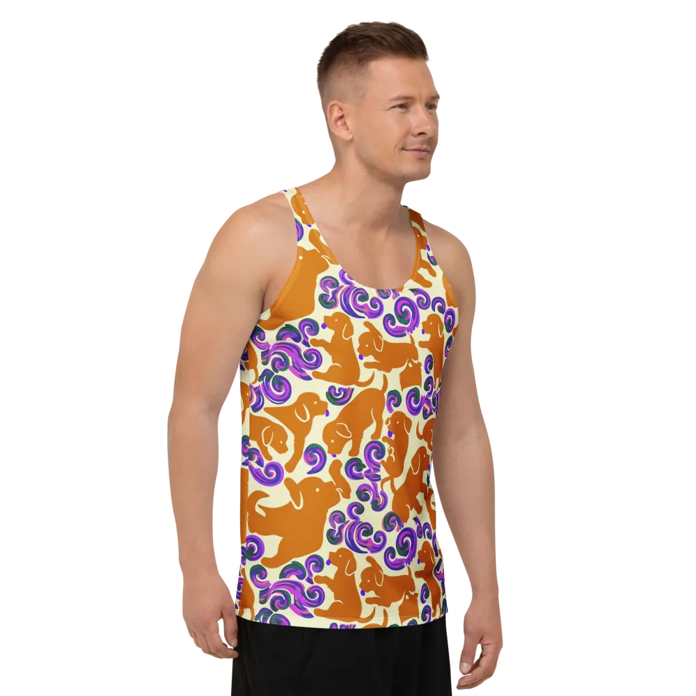 Copper Canine Carnival on Men's Tank Top — Right Front