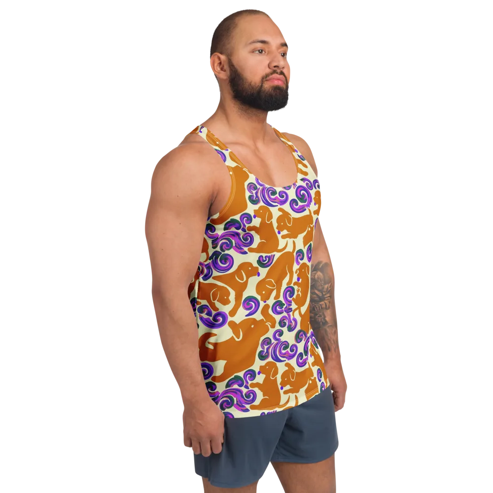 Copper Canine Carnival on Men's Tank Top — Right Front