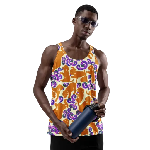 Copper Canine Carnival on a Men's Tank Top