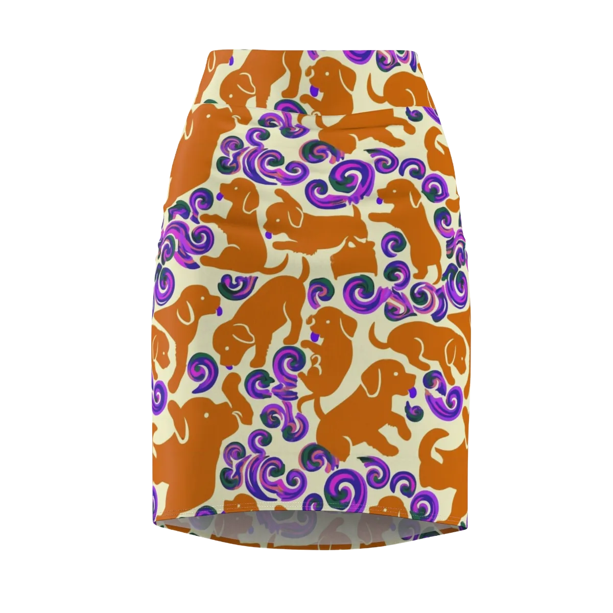 Copper Canine Carnival on Pencil Skirt — Front