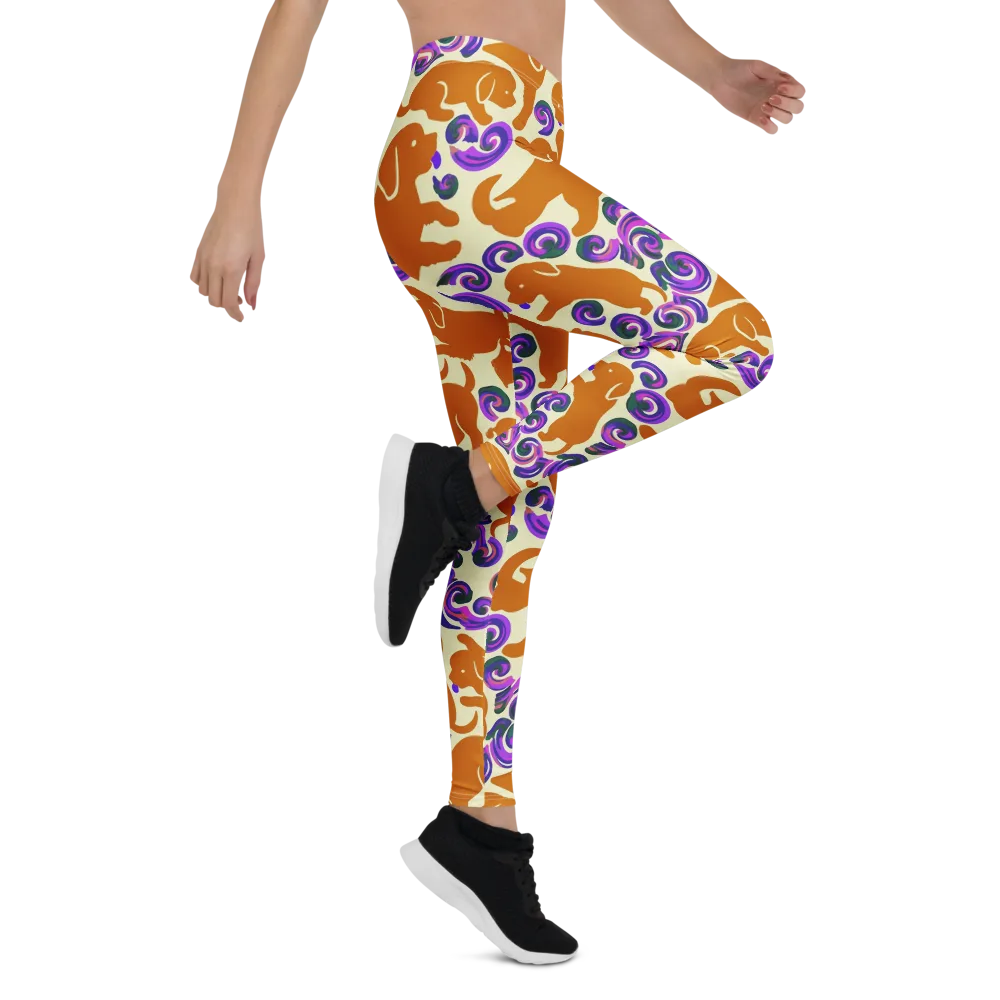 Copper Canine Carnival on Leggings — Right
