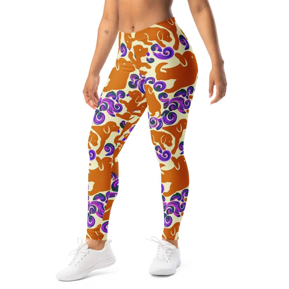 Copper Canine Carnival on Leggings — Left Front
