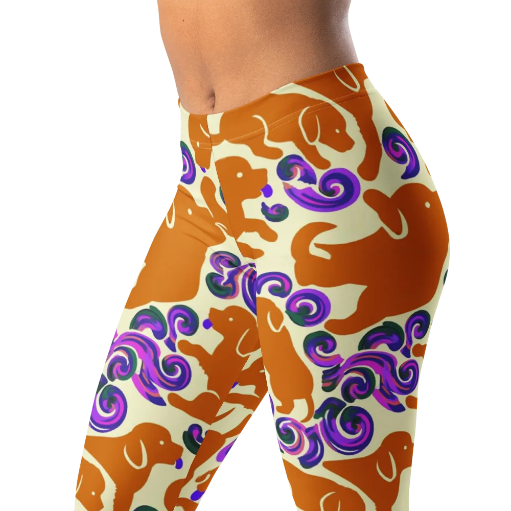 Copper Canine Carnival on Leggings — Left Front