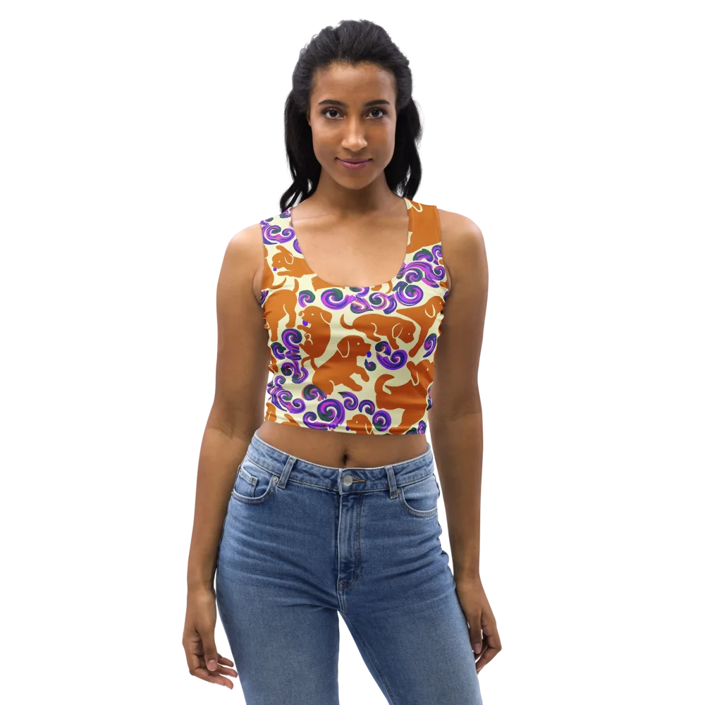 Copper Canine Carnival on Crop Top — Front