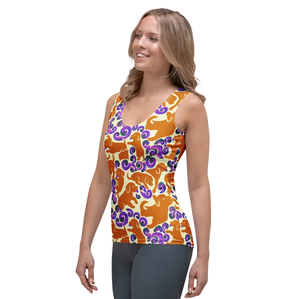 Copper Canine Carnival on Women's Tank Top — Left Front