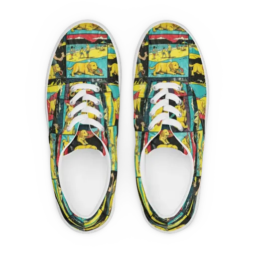Golden Retriever Reel on Men's Lace-Up Canvas Shoes