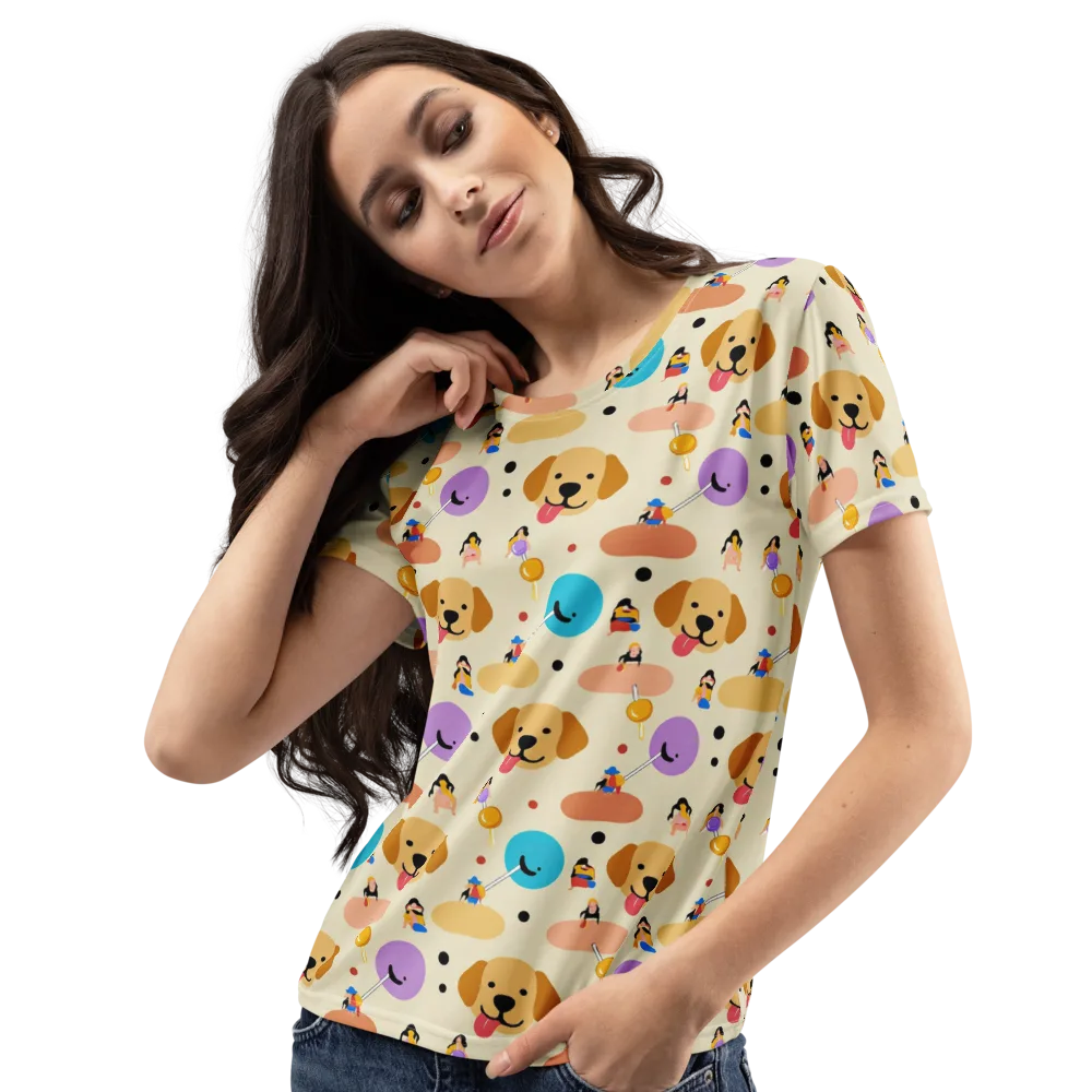 Paws And Pops on Women's Crew Neck T-Shirt — Left Front