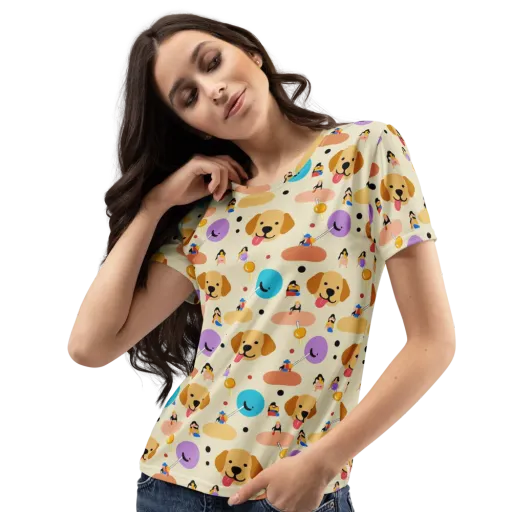 Paws And Pops on a Women's Crew Neck T-Shirt