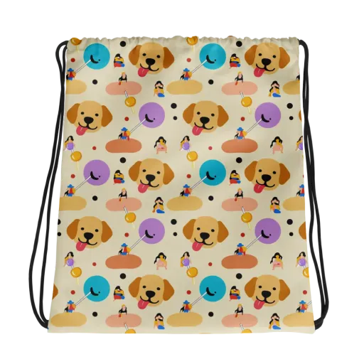 Paws And Pops on a Drawstring Bag