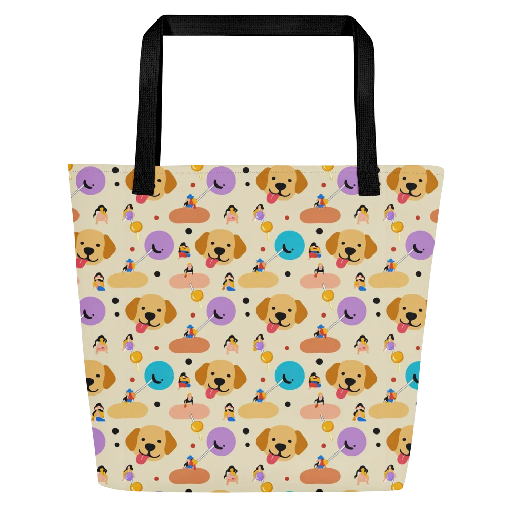Paws And Pops on Large Tote Bag W/ Pocket — Front