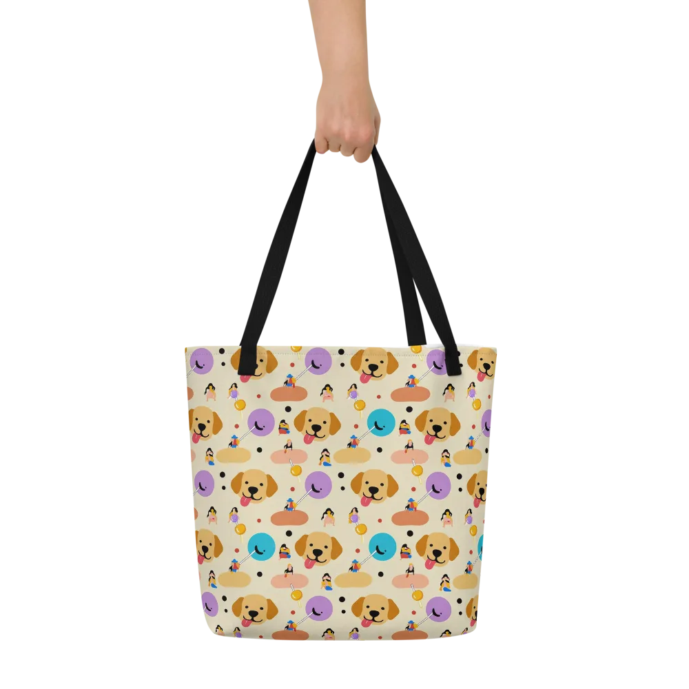 Paws And Pops on Large Tote Bag W/ Pocket — Front