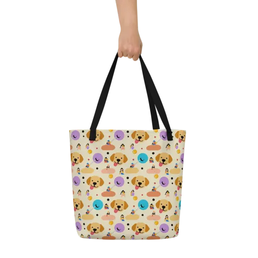 Paws And Pops on a Large Tote Bag W/ Pocket