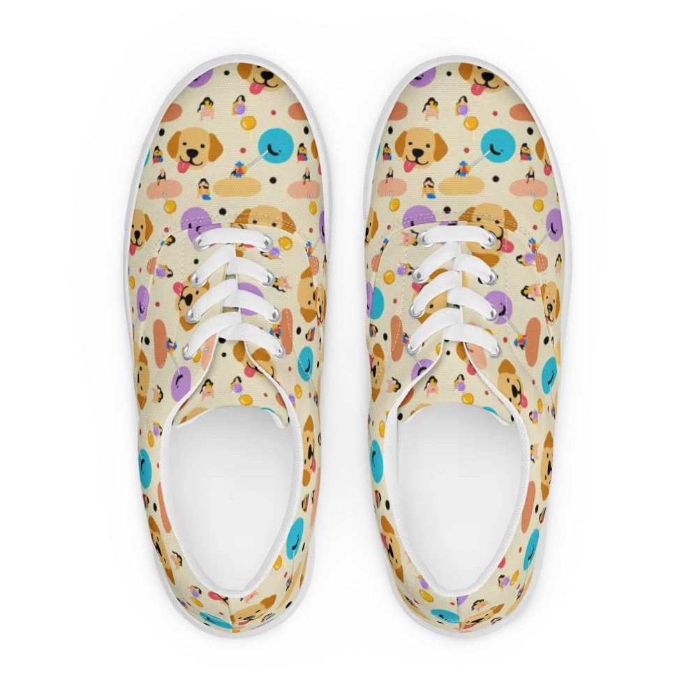 Paws And Pops on Men's Lace-Up Canvas Shoes — Front