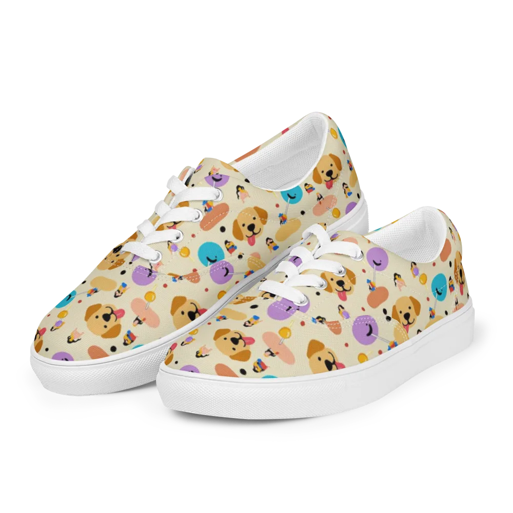 Paws And Pops on Men's Lace-Up Canvas Shoes — Left Front