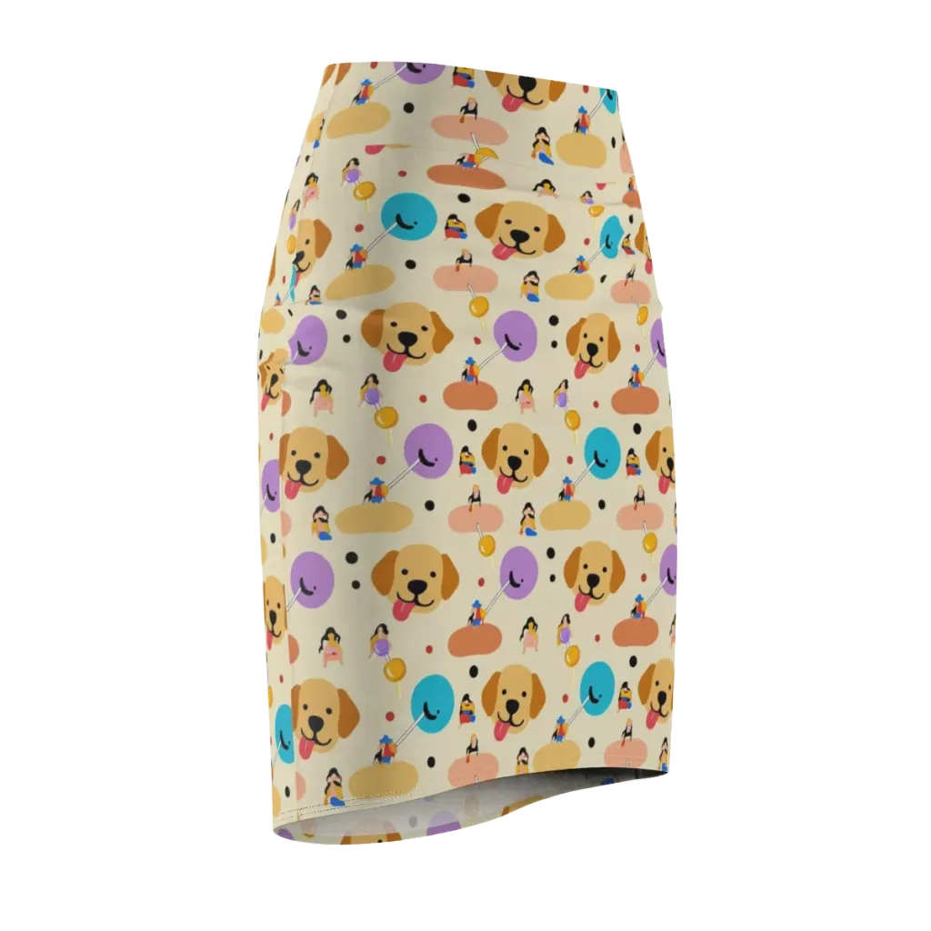 Paws And Pops on Pencil Skirt — Front Side