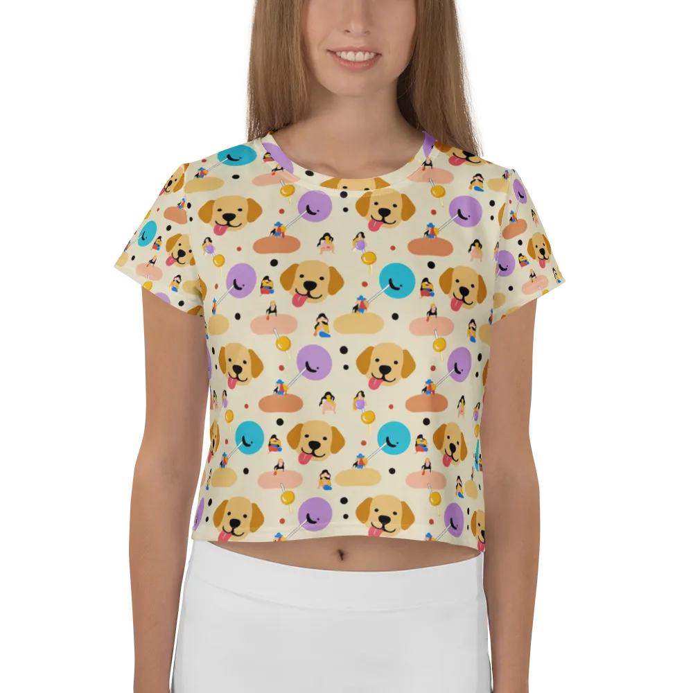 Paws And Pops on Crop Tee — Front