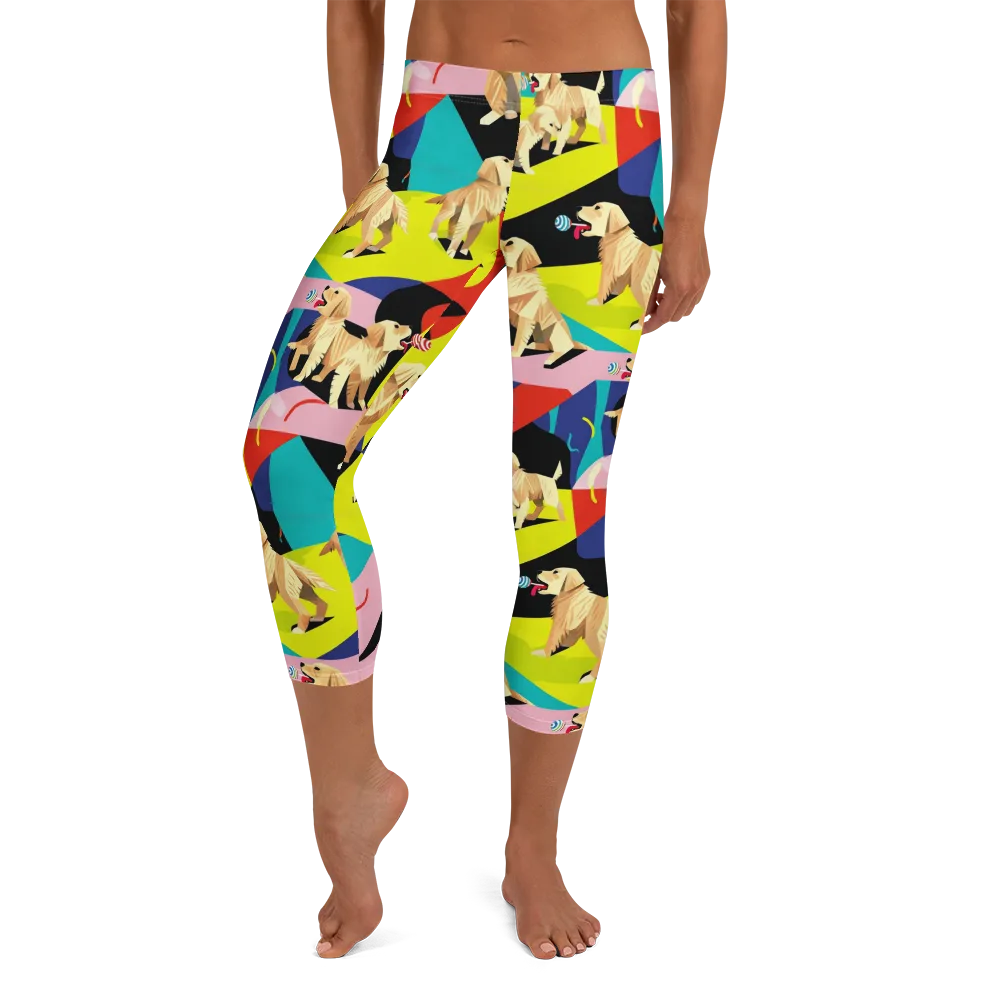 Candy Canine Geometry on Capri Leggings — Front