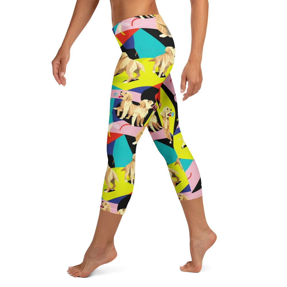 Candy Canine Geometry on Capri Leggings — Left