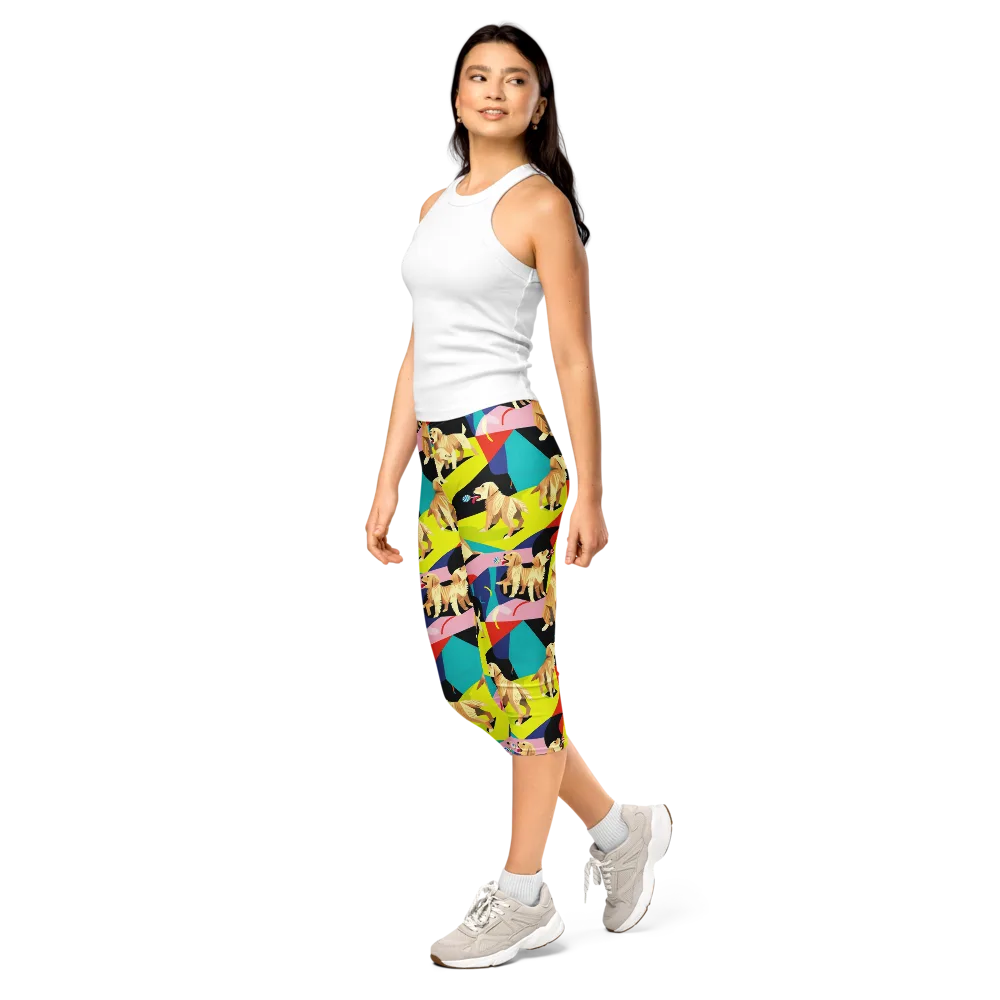 Candy Canine Geometry on Capri Leggings — Left Front