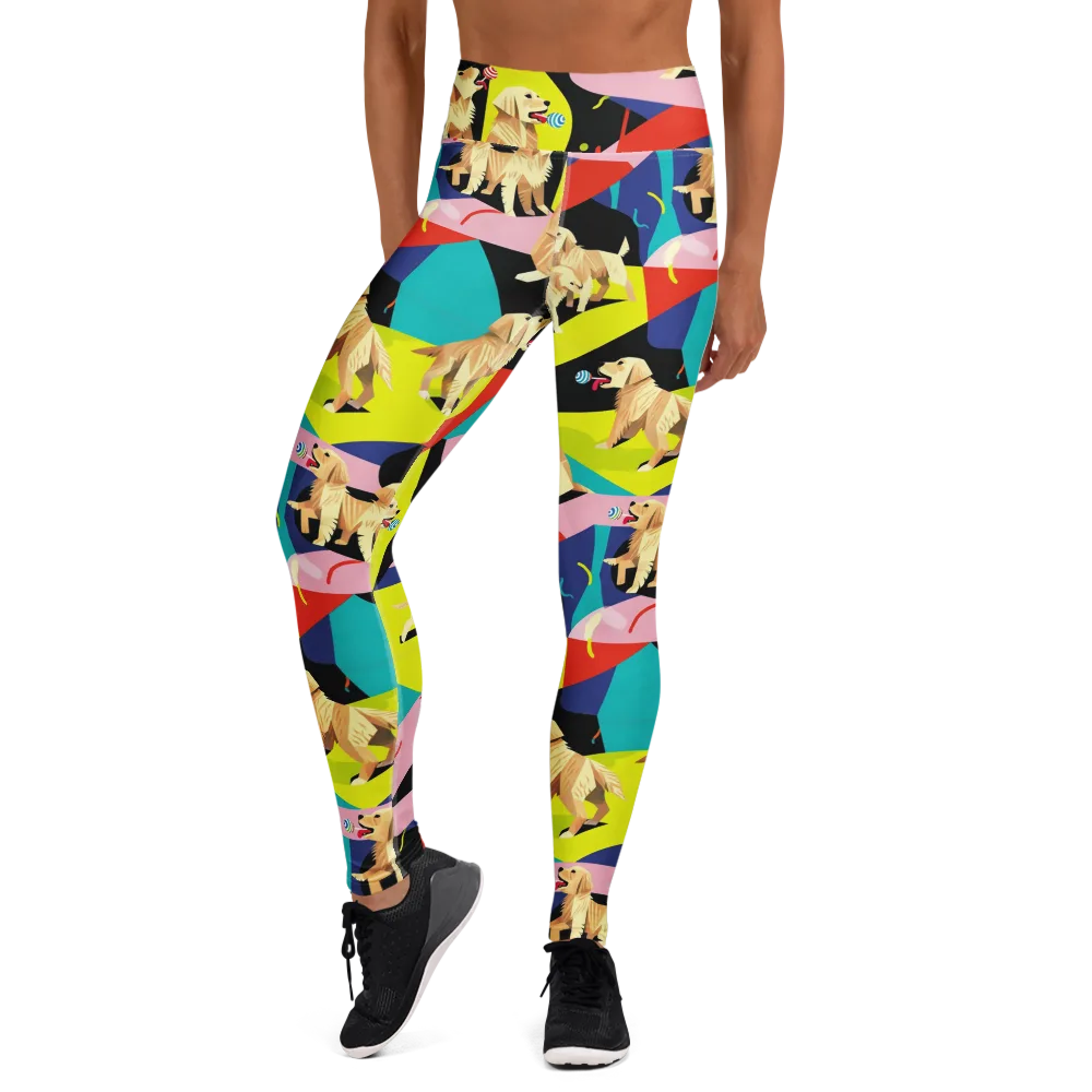 Candy Canine Geometry on Yoga Leggings — Front