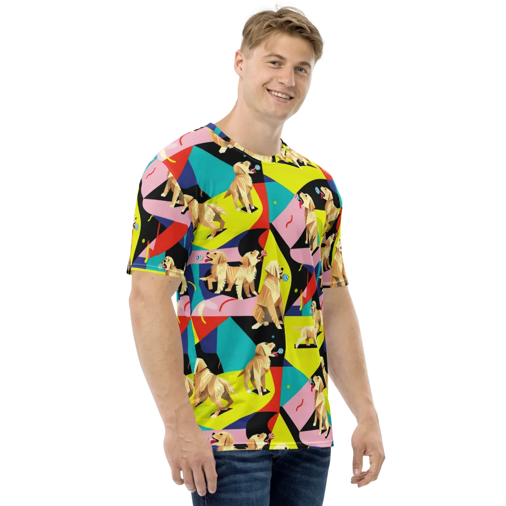 Candy Canine Geometry on Men's Crew Neck T-Shirt — Right
