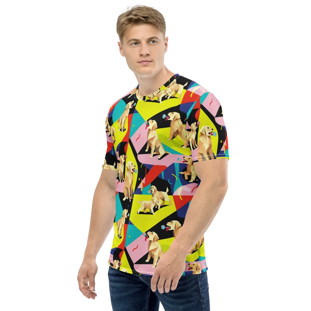 Candy Canine Geometry on Men's Crew Neck T-Shirt — Left