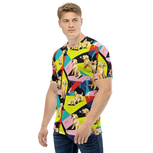 Candy Canine Geometry on a Men's Crew Neck T-Shirt