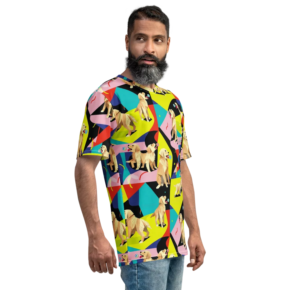 Candy Canine Geometry on Men's Crew Neck T-Shirt — Right