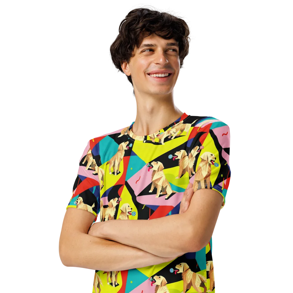 Candy Canine Geometry on Men's Crew Neck T-Shirt — Left Front