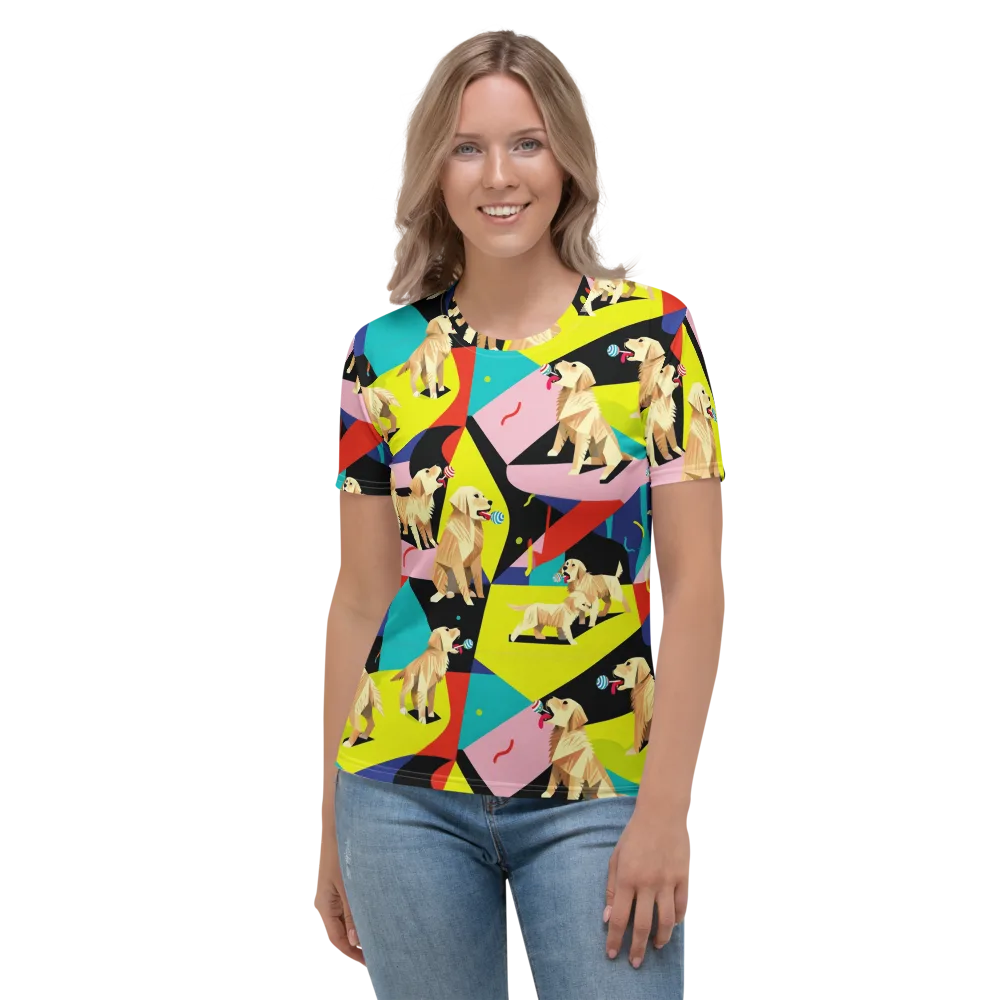 Candy Canine Geometry on Women's Crew Neck T-Shirt — Front