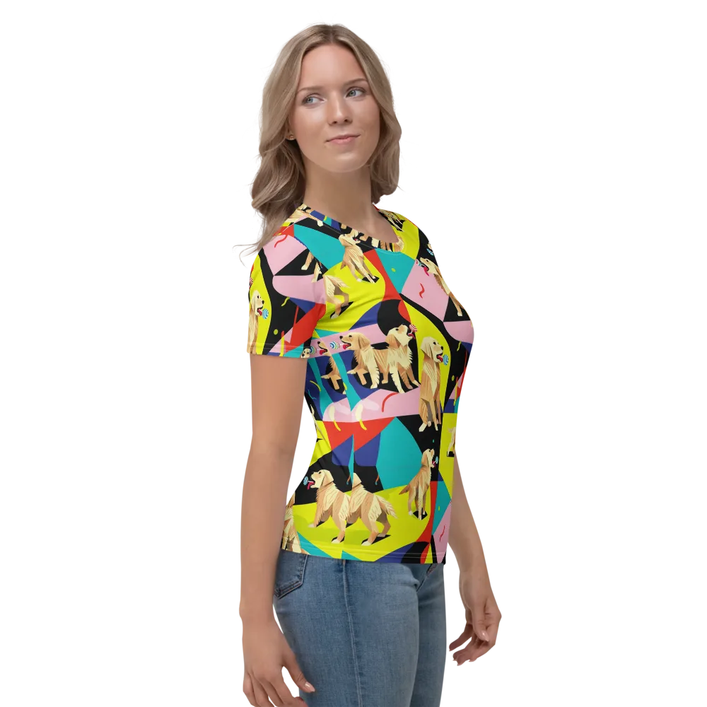 Candy Canine Geometry on Women's Crew Neck T-Shirt — Right