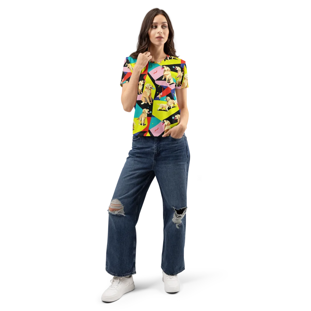 Candy Canine Geometry on Women's Crew Neck T-Shirt — Front
