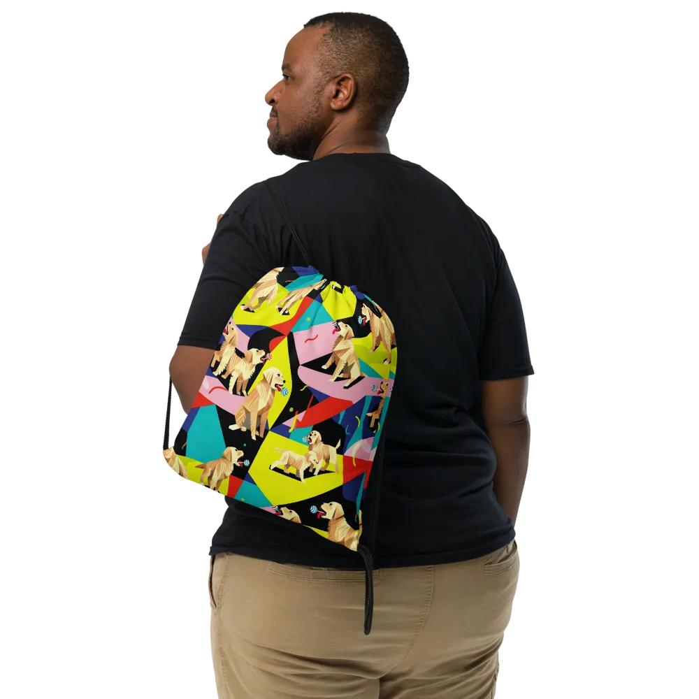 Candy Canine Geometry on Drawstring Bag — Front